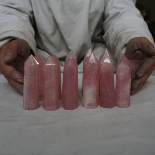 2KG 4.4LB 24Pcs Natural Nice Pink Rose Quartz Crystal Point Tower Polished Healing