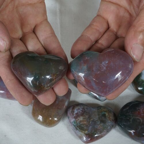 2kg 4.4LB 20Pcs Natural Ocean Jasper Onyx Quartz Crystal Love Heart Healing Bulk