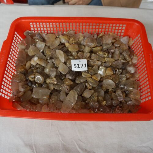 11LB 5KG 550Pcs Natural Gold Hair Rutile Quartz Crystal Palm Stone Tumbled Healing Wholesales Lot