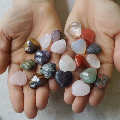 2Kg 4.4LB 360Pcs Tiny Natural Quartz Crystal Jasper Heart Mixed Stone Tumble Healing 2cm