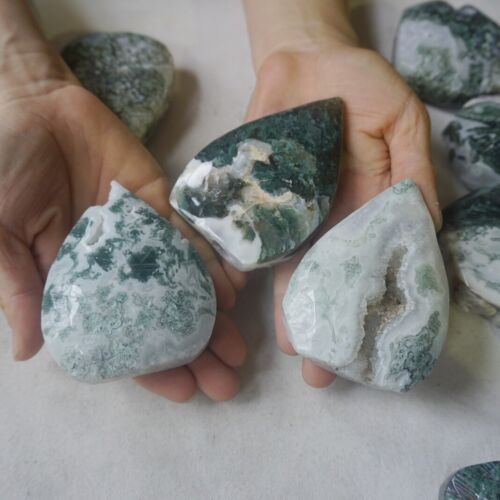 5KG 11LB 20Pcs Natural Moss Agate Carnelian Quartz Palm Stone Point Flame Healing