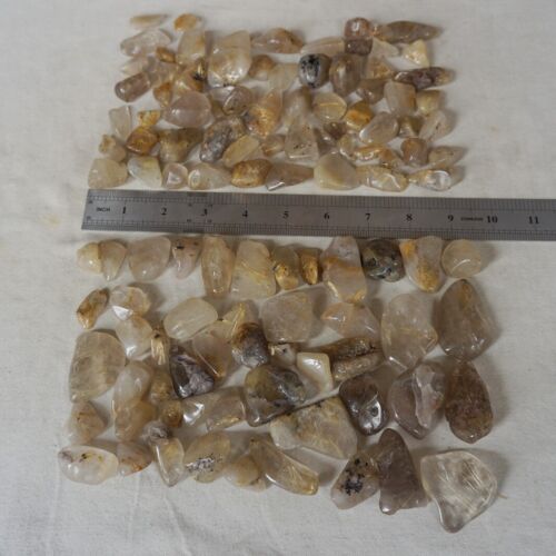 11LB 5KG 550Pcs Natural Gold Hair Rutile Quartz Crystal Palm Stone Tumbled Healing Wholesales Lot