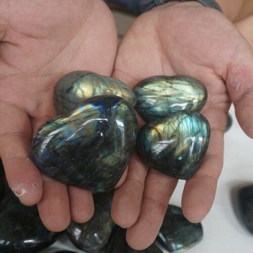 5KG 11LB 58Pcs Natural Rainbow Labradorite Crystal Gem Stone Heart Healing Wholesale