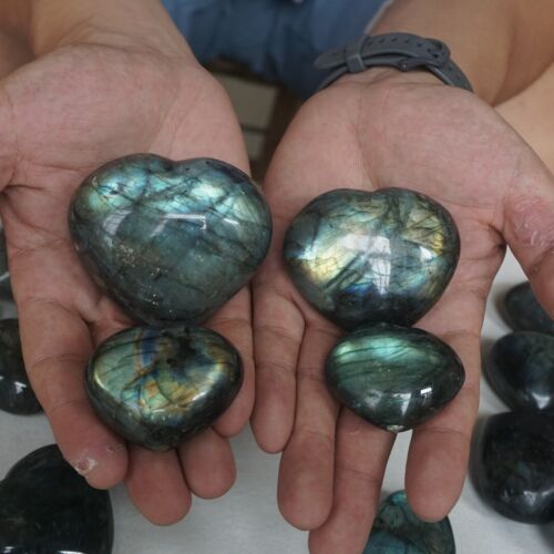 5KG 11LB 58Pcs Natural Rainbow Labradorite Crystal Gem Stone Heart Healing Wholesale