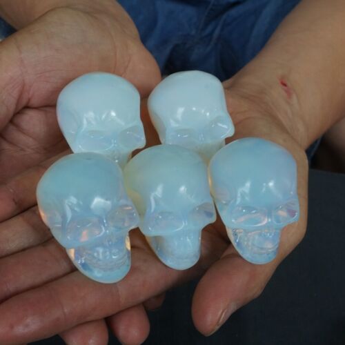 20Pcs 1.5KG 3.2LB White Opal Opalite Quartz Crystal Skull Head Carving Healing Bulk