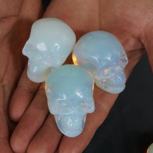 20Pcs 1.5KG 3.2LB White Opal Opalite Quartz Crystal Skull Head Carving Healing Bulk