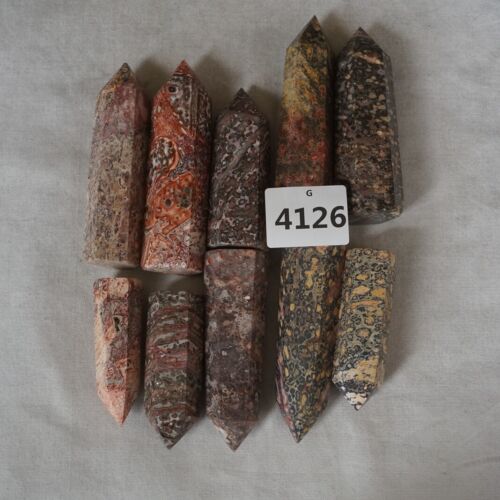 2KG 4.4LB 20Pcs Big Natural Leopard Skin Jasper Crystal Point Tower Healing Africa