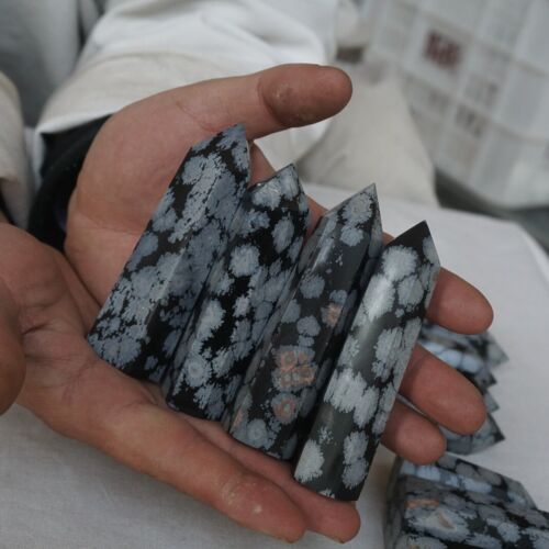 5KG 90Pcs Natural Snowflake Obsidian Quartz Crystal Points Tower Obelisk Healing Bulk