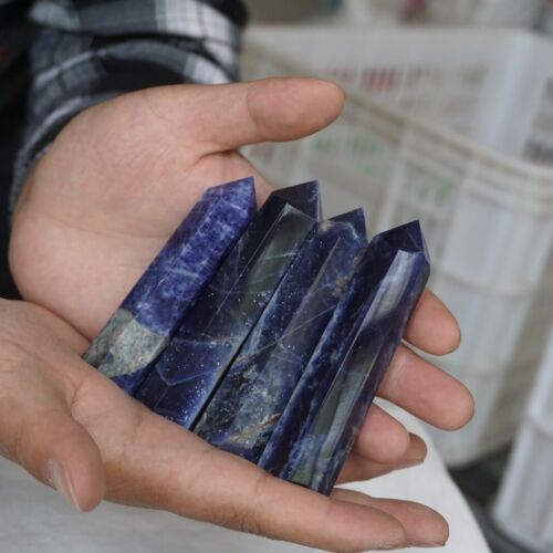 5KG 11LB 75Pcs Natural Blue Sodalite Crystal Point Tower Obelisk Polished Healing