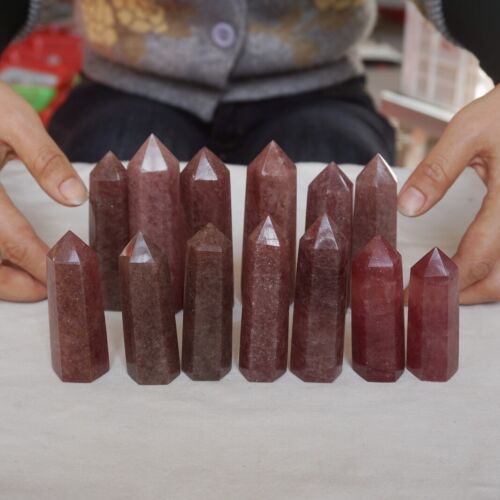 2KG 4.4LB 26Pcs Natural Red Strawberry Quartz Crystal Point Tower Fuchsite Healing