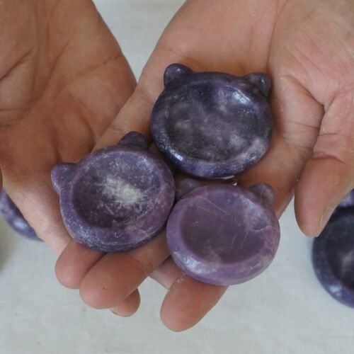 20Pcs 1.1KG 2.4LB Purple Mica Lepidolite Quartz Crystal Decompression Thumb Bowl Bulk