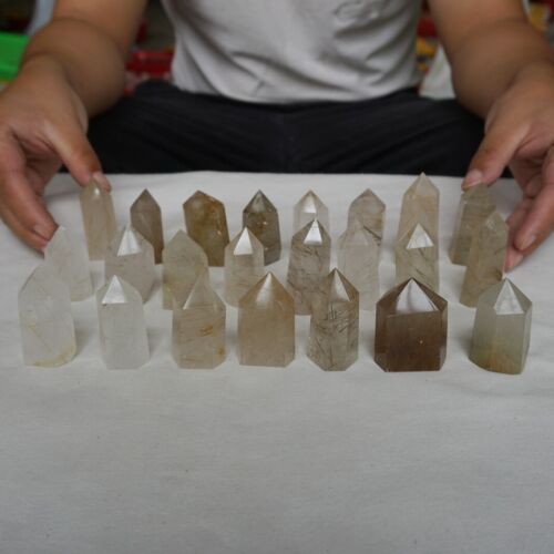 1KG 2.2LB 23Pcs Natural Gold Hair Rutile Quartz Crystal Point Tower Polished Healing