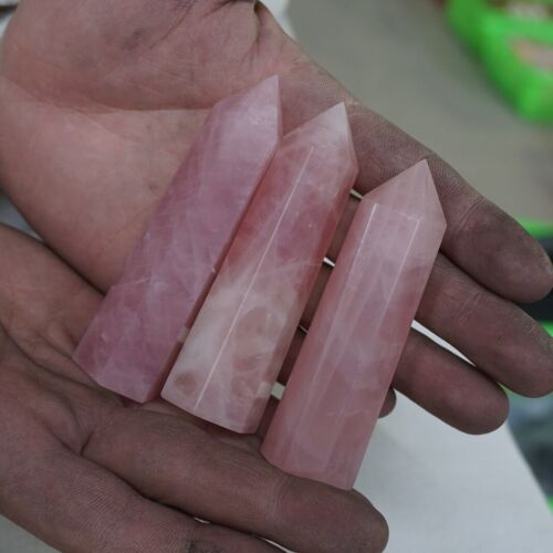 2KG 4.4LB 24Pcs Natural Nice Pink Rose Quartz Crystal Point Tower Polished Healing