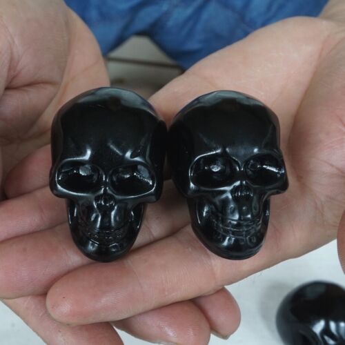 20Pcs 3.2LB Small Natural Obsidian Quartz Crystal Skull Head Carving Healing