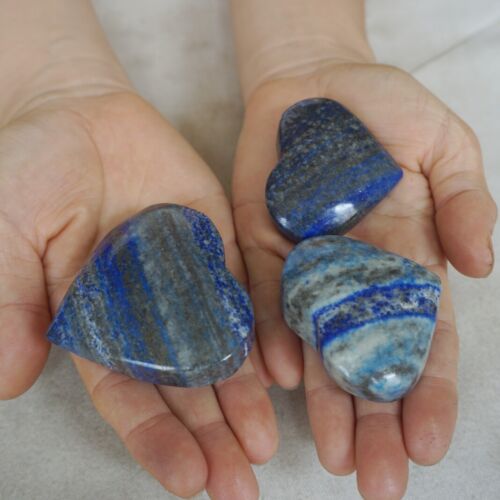 2KG 4.4LB 18Pcs Natural Lapis Lazuli & Pyrite Crystal Palm Stone Heart Carved Healing