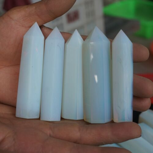 9LB 60Pcs White Manmade Opal Crystal Gem Stone Point Tower Healing Angel Skin