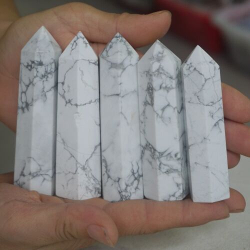 24Pcs 2KG 4.4LB Natural White Howlite Crystal Point Tower Obelisk Polished Healing