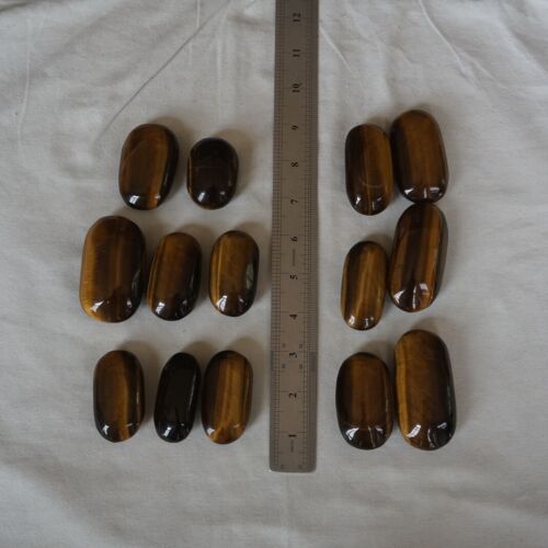 2KG 4.4LB 28Pcs Natural Tiger Eye Quartz Crystal Palm Stones Tumbled Healing