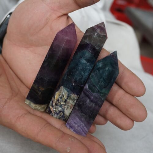 2KG 4.4LB 16Pcs Natural Blue Purple Fluorite Quartz Crystal Point Tower Healing