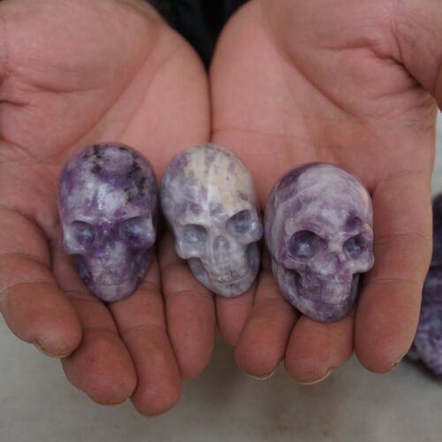 10 Pieces Small Natural Purple Mica Lepidolite Crystal Skull Healing Africa