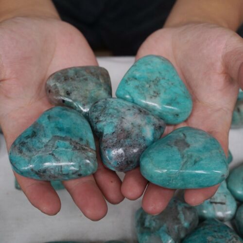 5KG 11LB 58Pcs Natural Green Amazonite Quartz Crystal Heart Palm stone Healing