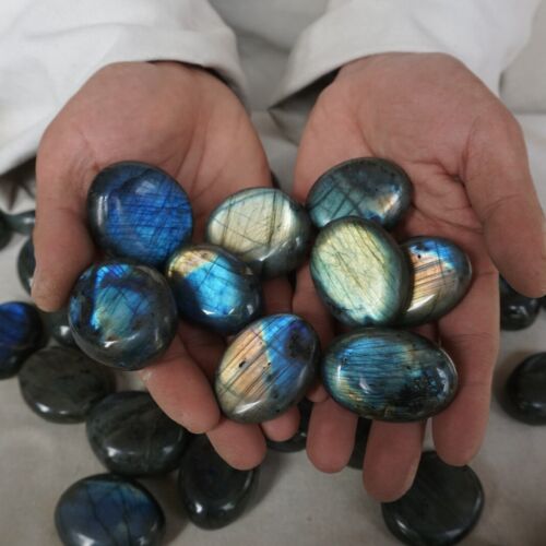 2kg 50 Pieces Natural Rainbow Labradorite Crystal Gem Spectrolite Palm Stone Healing