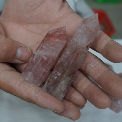 2kg 4.4LB 20-24Pcs Natural Red Hematoid Quartz Crystal Gem Stone Point Tower Healing