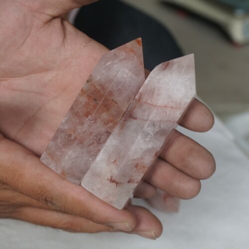 2kg 4.4LB 12Pcs Natural Red Hematoid Quartz Crystal Gem Stone Point Tower Healing