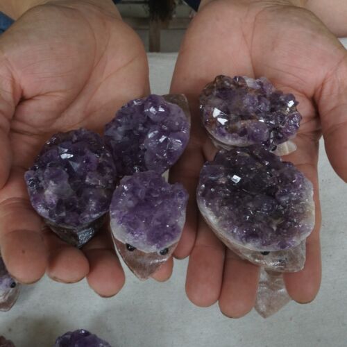 20 Pieces Natural Amethyst Quartz Crystal Cluster hedgehog Carved Healing