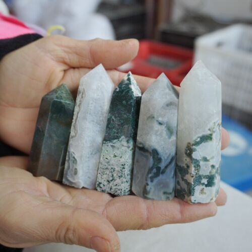 4.5KG 10LB 80Pcs Natural Moss Agate Carnelian Quartz Crystal Geode Tower Healing