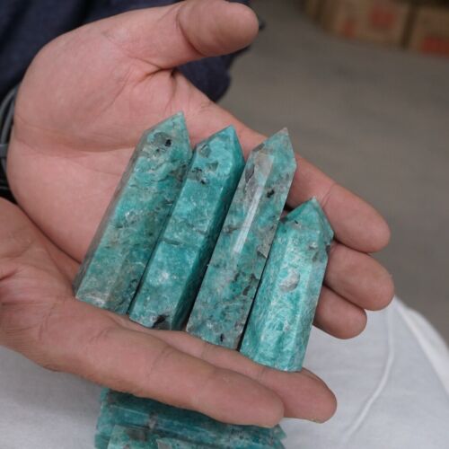 2KG 4.4LB 28Pcs Natural Green Amazonite Quartz Crystal Points Tower Wand Healing