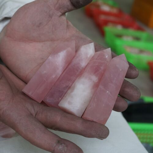 2KG 4.4LB 24Pcs Natural Nice Pink Rose Quartz Crystal Point Tower Polished Healing