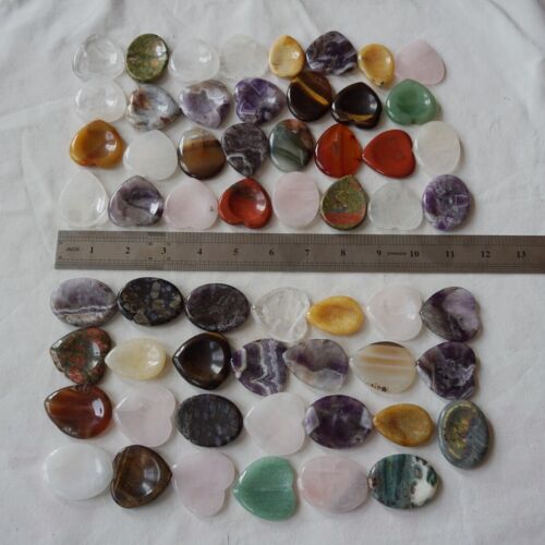 2KG 4.4LB 100Pcs Cute Quartz Crystal Jasper Decompression Mixed Worry Stones Healing