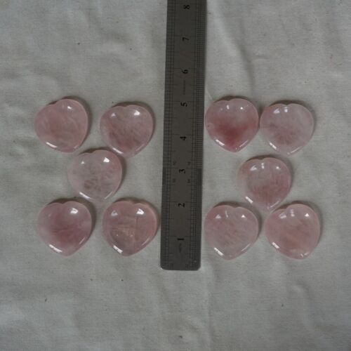 50Pcs 0.7kg Natural Rose Quartz Crystal Love Heart Decompression Stone Worry Stone Healing