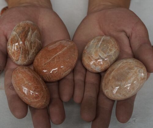 2kg  4.4LB 20Pcs Natural Orange Moonstone Crystal Palm Stones Healing Madagascar Bulk