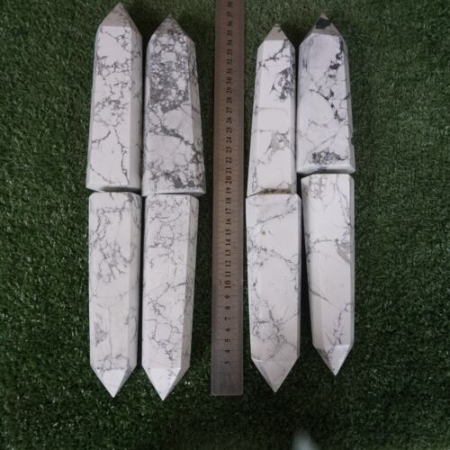 8Pcs 5.8KG Natural White Howlite Crystal Point Tower Obelisk Polished Healing