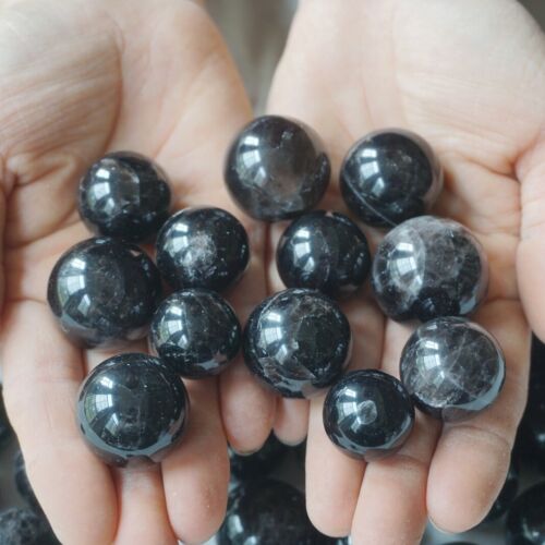 2.2LB 50Pcs Natural Black Dark Smoke Quartz Crystal Sphere Ball Polished Healing