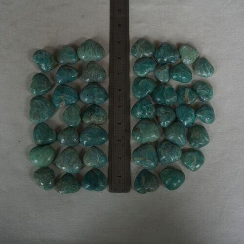 1KG 2.2LB 43Pcs Natural Green Amazonite Quartz Crystal Heart Palm stone Healing