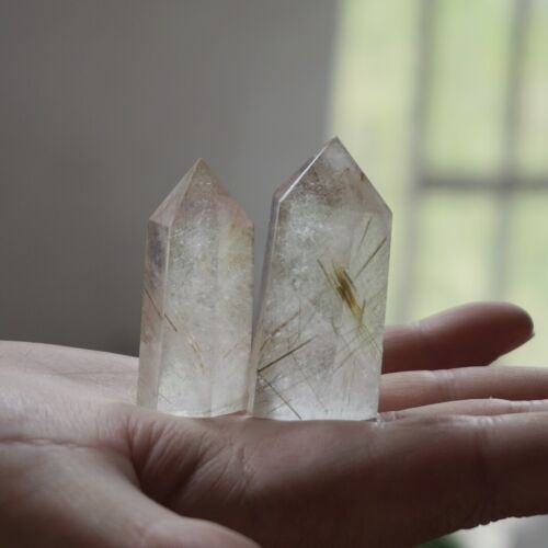 1KG 2.2LB 23Pcs Natural Gold Hair Rutile Quartz Crystal Point Tower Polished Healing