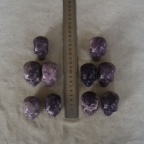 20Pcs 1.9KG 2" Natural Purple Mica Lepidolite Crystal Skull Carving Healing Africa Bulk