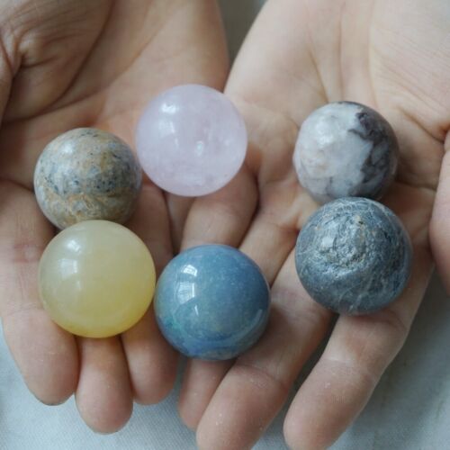 2Kg 4.4LB 54Pcs Natural Quartz Crystal Jasper Sphere Ball Mixed Stone Tumble Healing 3cm