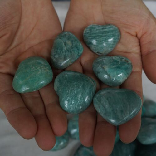 1KG 2.2LB 43Pcs Natural Green Amazonite Quartz Crystal Heart Palm stone Healing