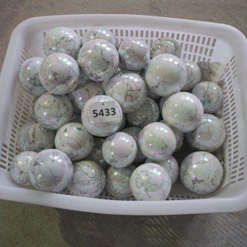 4KG 8.8LB 10Pcs Rainbow Aqua Aura White Howlite Quartz Crystal Ball Titanium Coating