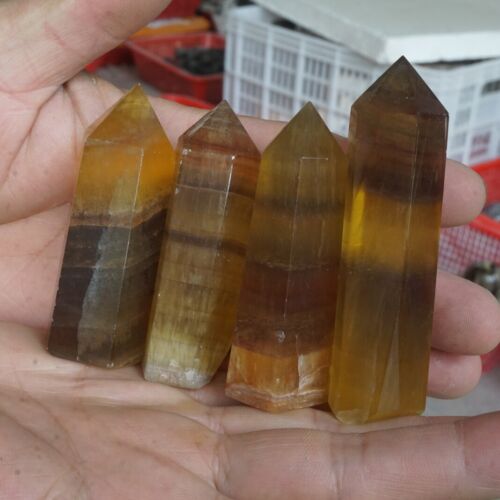 2KG 4.4LB 24Pcs Natural Yellow Fluorite Quartz Crystal Point Tower Healing Wholesale Price