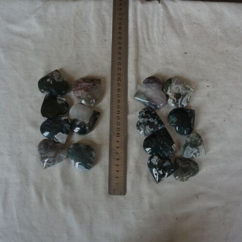 1kg 2.2LB 15Pcs Natural Moss Agate Carnelian Quartz Crystal Heart Palm Stone Healing