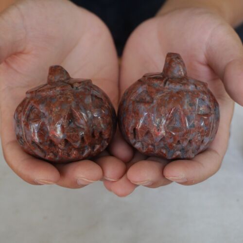 5.5LB 10Pcs Natural Red Katophorite Jasper Crystal Carving Pumpkin Lantern Healing Whloesales