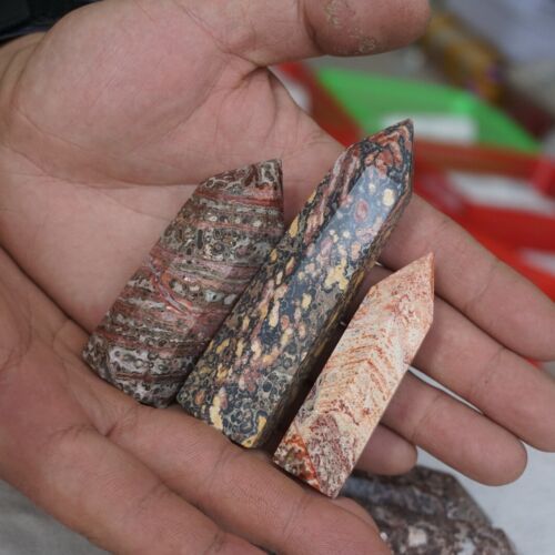 2KG 4.4LB 20Pcs Big Natural Leopard Skin Jasper Crystal Point Tower Healing Africa