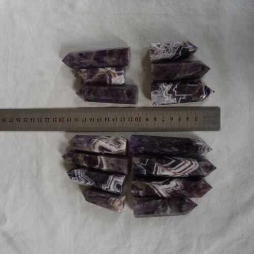 28Pcs 2kg 4.4LB Natural Phantom Chevron Amethyst Quartz Crystal Point Tower Healing