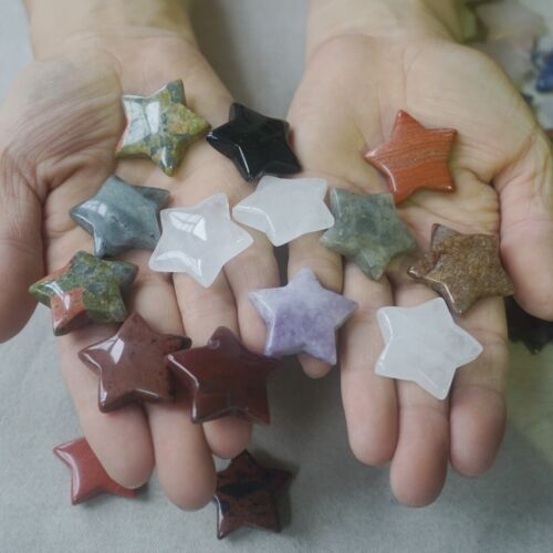 2KG 234Pcs 4.4LB Natural Quartz Crystal Jasper Pentagram Stars Mixed Stone Healing 3cm