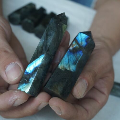 2kg 4.4LB 28Pcs Natural Rainbow Labradorite Crystal Point Tower Polished Healing